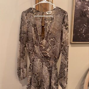 Show Me Your MuMu Beige and Gray Snakeskin Romper
